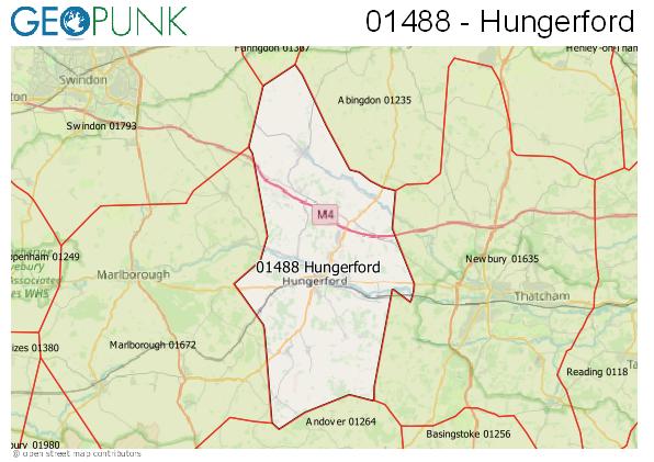 Map of the Hungerford area code