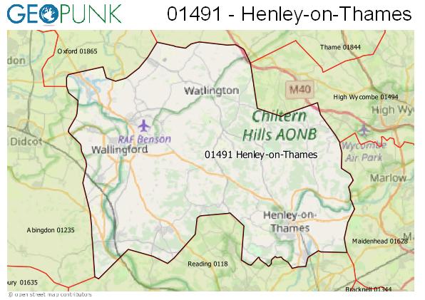 Map of the Henley-on-Thames area code