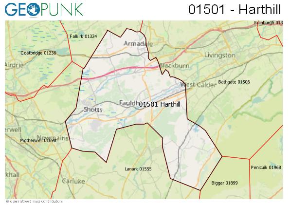 Map of the Harthill area code