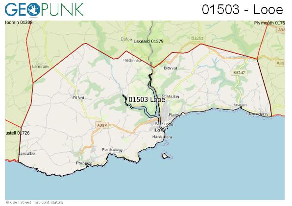 Map of the Looe area code