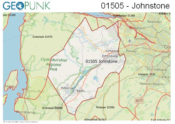 Map of the Johnstone area code