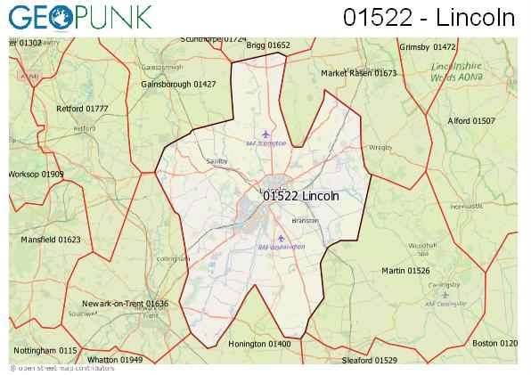 Map of the Lincoln area code