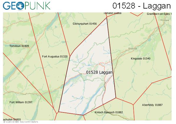 Map of the Laggan area code