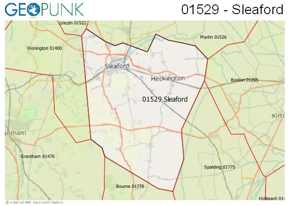 Map of the Sleaford area code