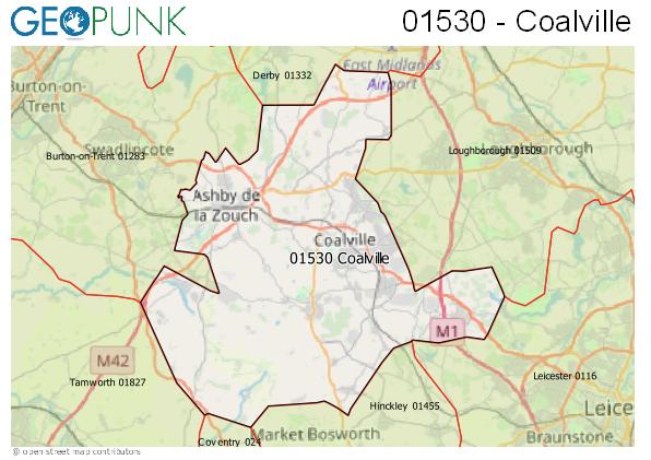 Map of the Coalville area code