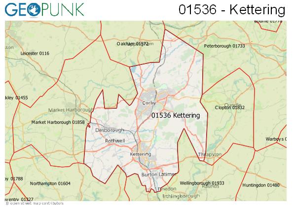 Map of the Kettering area code