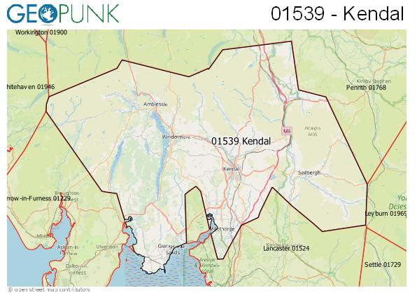 Map of the Kendal area code