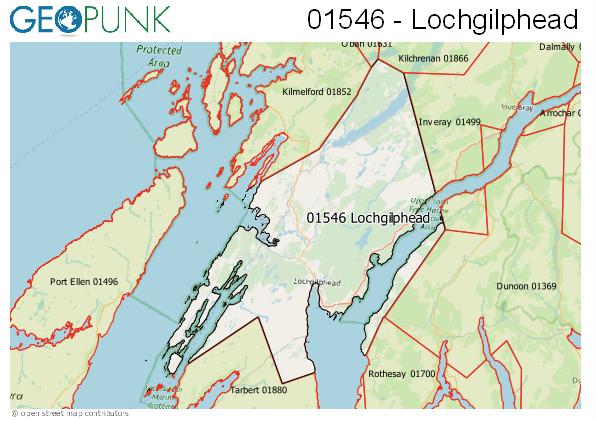 Map of the Lochgilphead area code
