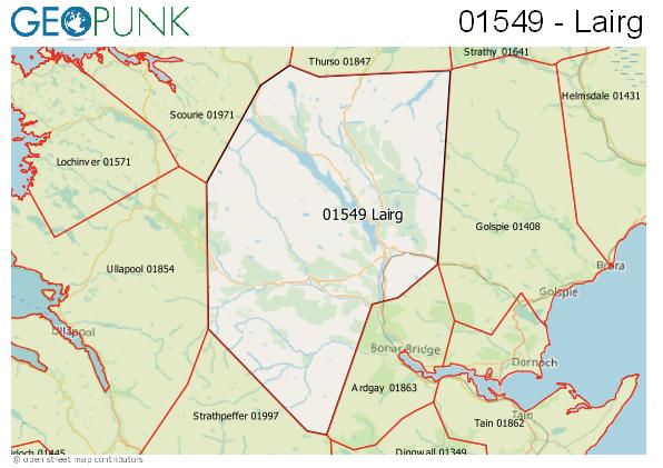 Map of the Lairg area code