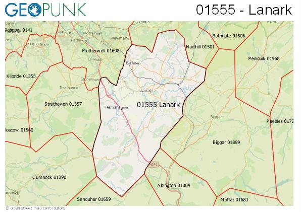 Map of the Lanark area code