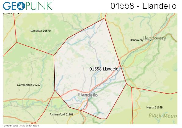 Map of the Llandeilo area code