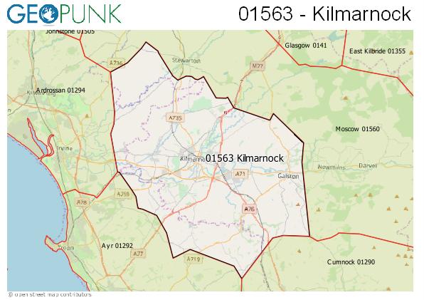 Map of the Kilmarnock area code