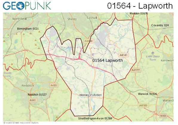 Map of the Lapworth area code