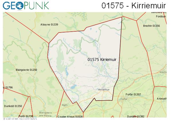 Map of the Kirriemuir area code