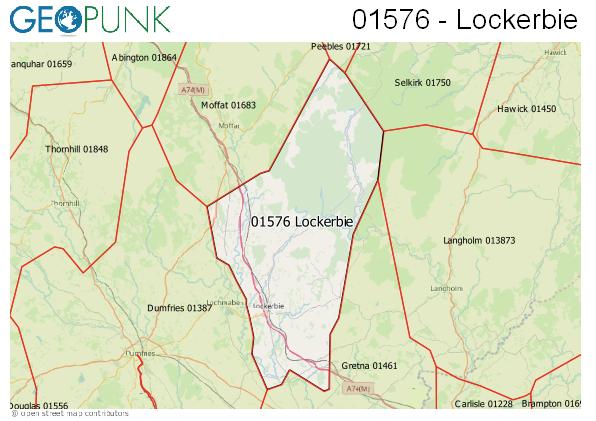 Map of the Lockerbie area code