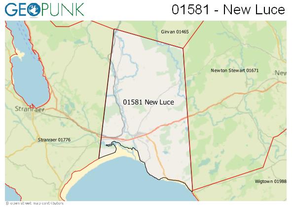 Map of the New Luce area code
