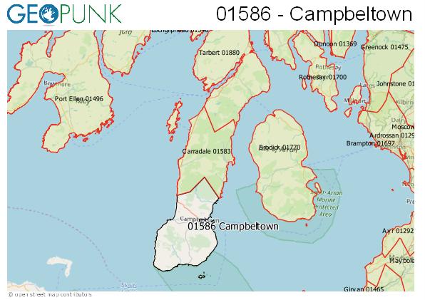 Map of the Campbeltown area code