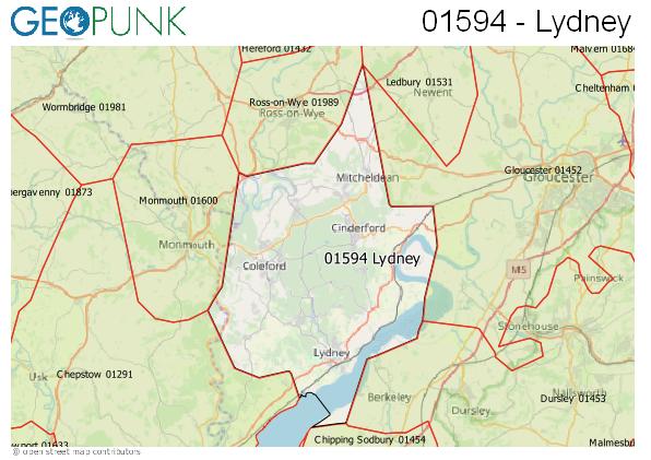 Map of the Lydney area code