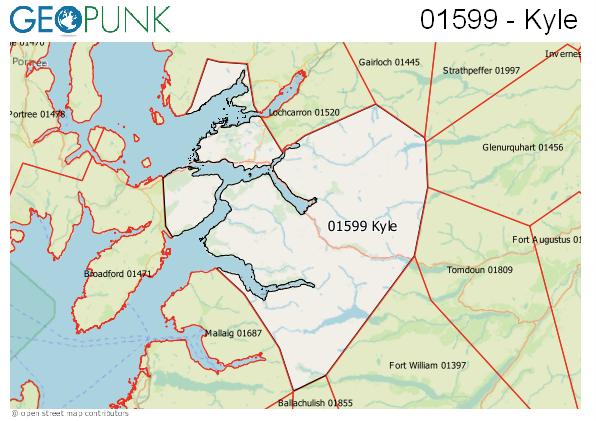 Map of the Kyle of Lochalsh area code