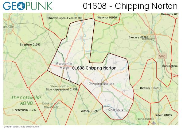Map of the Chipping Norton area code