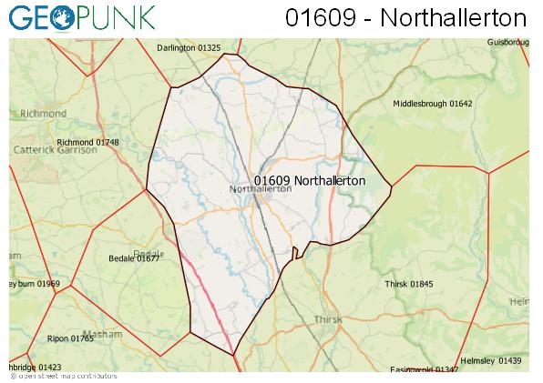 Map of the Northallerton area code