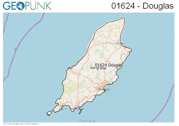 Map of the Isle of Man area code