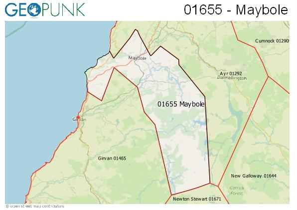 Map of the Maybole area code