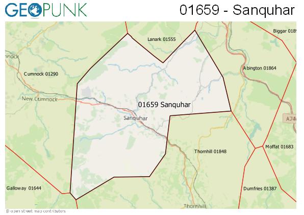 Map of the Sanquhar area code