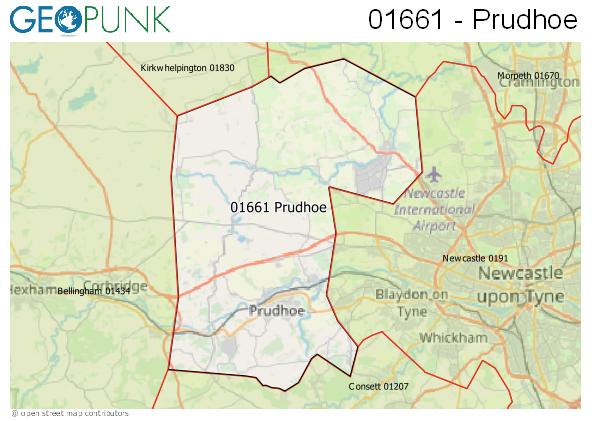 Map of the Prudhoe area code