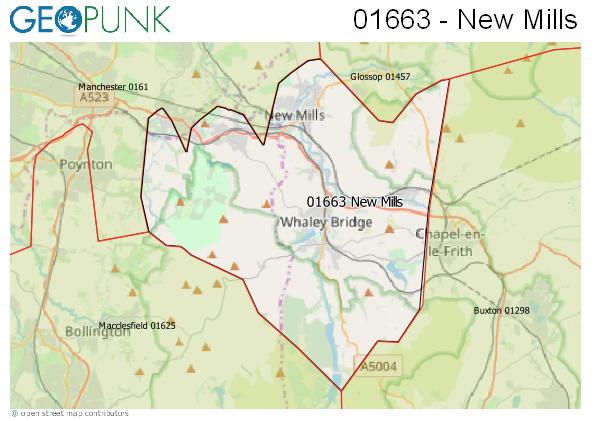Map of the New Mills area code