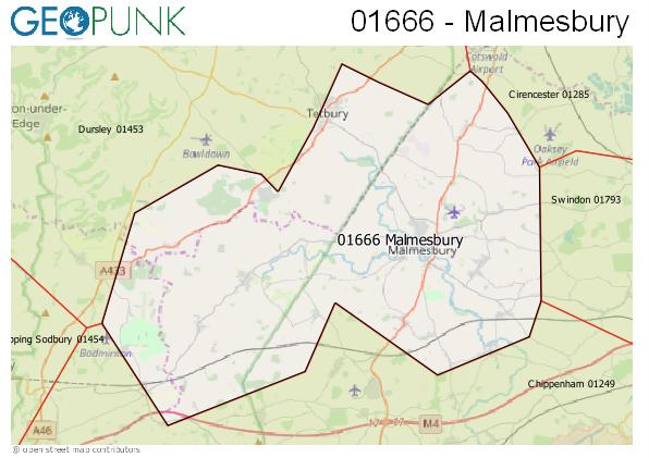 Map of the Malmesbury area code