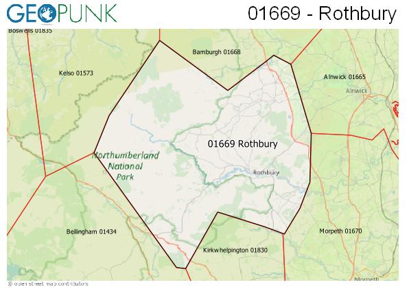 Map of the Rothbury area code