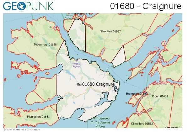 Map of the Isle of Mull - Craignure area code