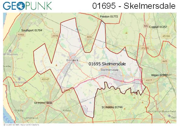 Map of the Skelmersdale area code