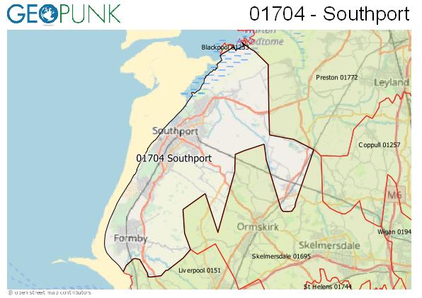 Map of the Southport area code
