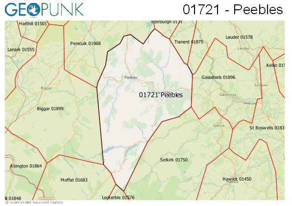 Map of the Peebles area code