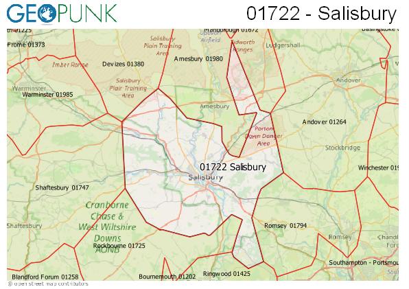 Map of the Salisbury area code