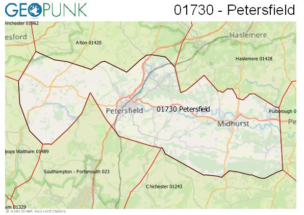 Map of the Petersfield area code