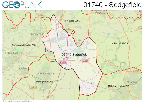 Map of the Sedgefield area code