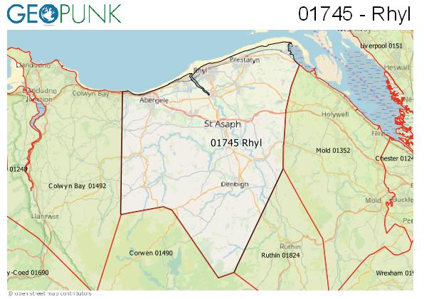 Map of the Rhyl area code