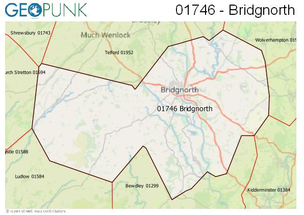 Map of the Bridgnorth area code