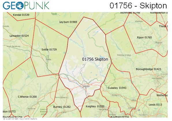 Map of the Skipton area code