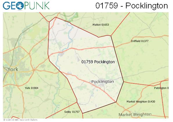 Map of the Pocklington area code