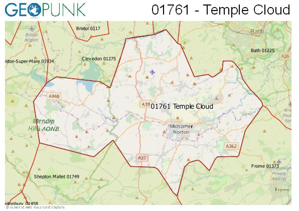 Map of the Temple Cloud area code