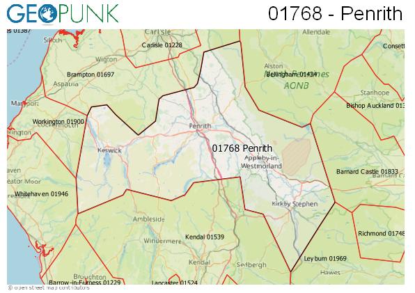 Map of the Penrith area code