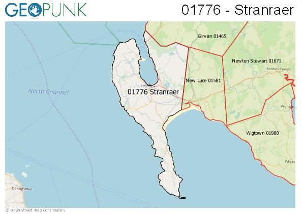 Map of the Stranraer area code