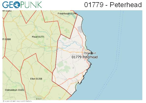 Map of the Peterhead area code