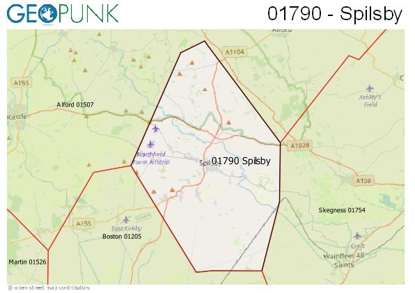 Map of the Spilsby area code