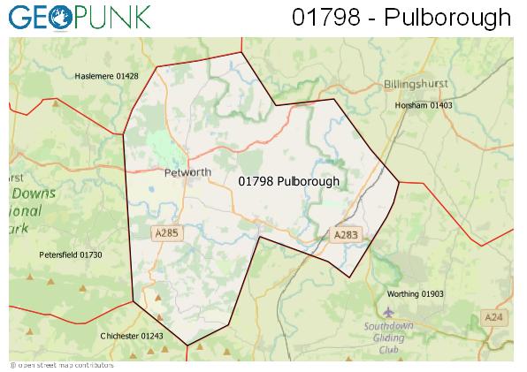 Map of the Pulborough area code