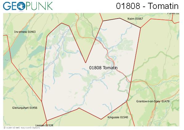 Map of the Tomatin area code